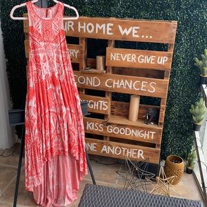 Free People long coral dress pockets must see sz M